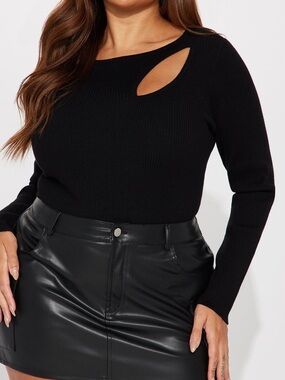 Fashion Nova- Black Cutout Long Sleeve Top